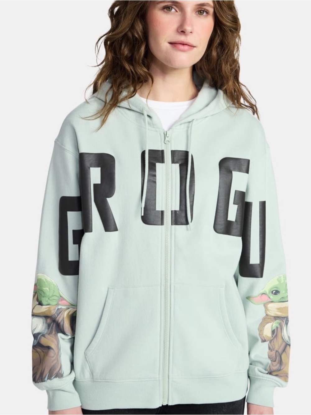 BRAND NEW Star Wars The Mandalorian Grogu Zip Up Hoodie Sage Green Baby Yoda